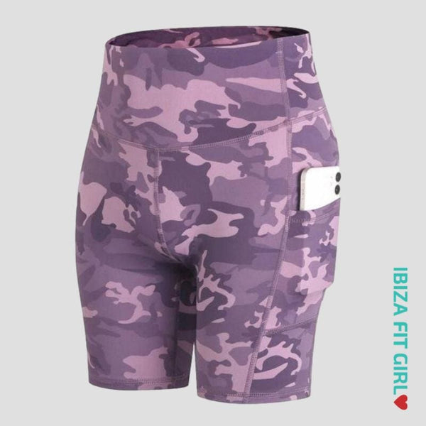 Ibiza Fit Girl - Pipa Camo Shorts - Purple / S