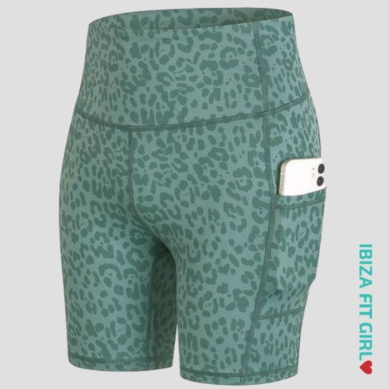 Ibiza Fit Girl - Pipa Leopard Shorts - Green / S