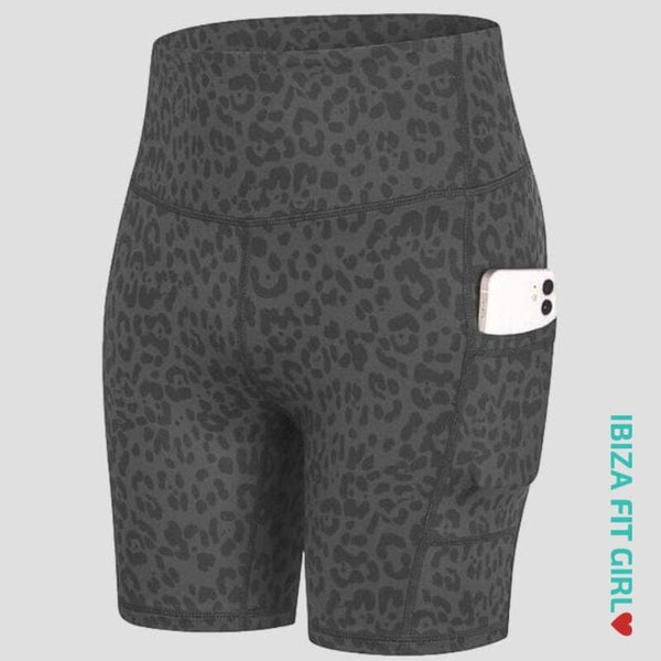 Ibiza Fit Girl - Pipa Leopard Shorts - Grey / S